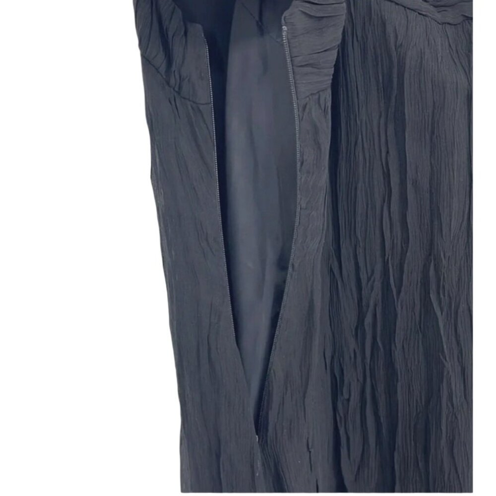 Eileen Fisher Black Lightweight Crinkle Chiffon Sleeveless Silk Dress XS - Picture 13 of 14